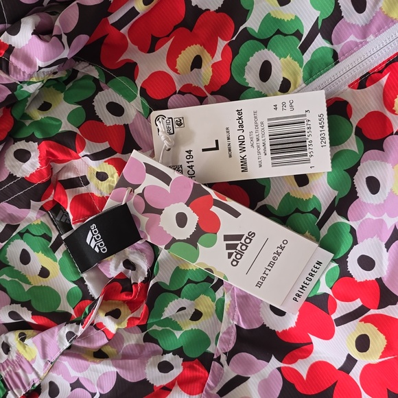 Marimekko X Adidas 🏵 Floral Hoodie Windbreaker multicolored NWT  Large - Picture 2 of 4